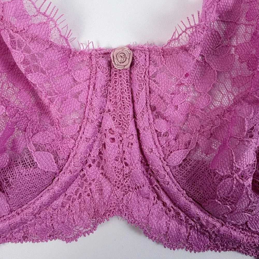 Victoria's Secret Dream Angels Wicked Twinkle Lace Balconette Pink Bra 36C NWT